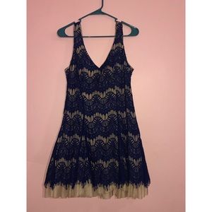 Lace blue dress on mesh cocktail dress